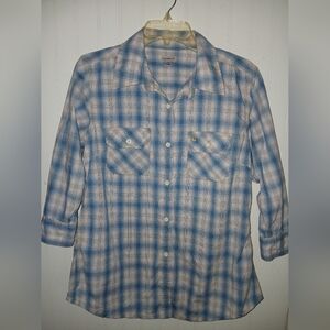 CARHARTT ladies MEDIUM 8/10 Plaid Button-down Shirt